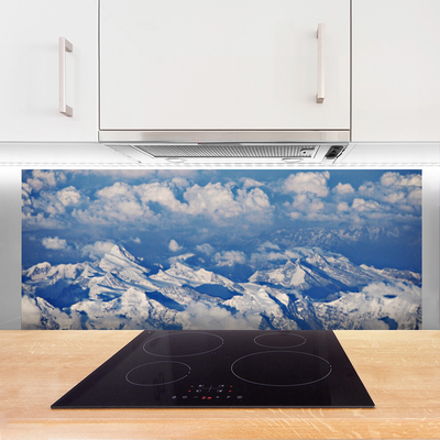 Kitchen Splashback Mountain clouds landscape white blue grey