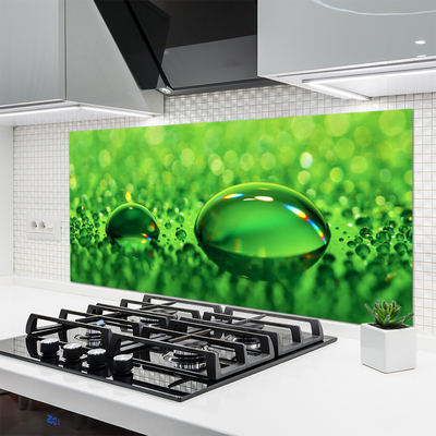 Kitchen Splashback Waterdrop art green