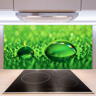 Kitchen Splashback Waterdrop art green