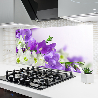 Kitchen Splashback Flowers floral white green pink