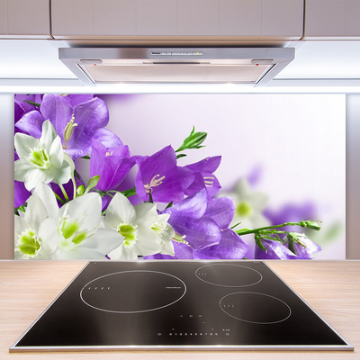 Kitchen Splashback Flowers floral white green pink