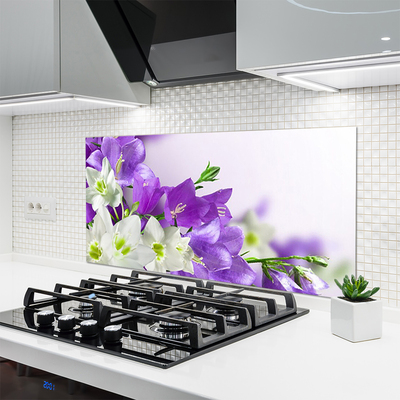 Kitchen Splashback Flowers floral white green pink