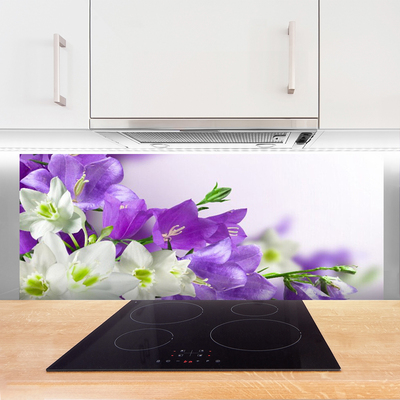 Kitchen Splashback Flowers floral white green pink