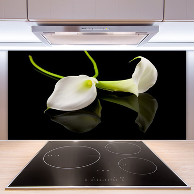 Kitchen Splashback Flowers floral white black