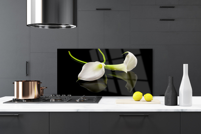 Kitchen Splashback Flowers floral white black