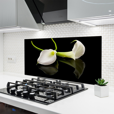 Kitchen Splashback Flowers floral white black