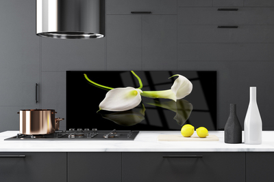 Kitchen Splashback Flowers floral white black