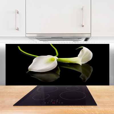 Kitchen Splashback Flowers floral white black