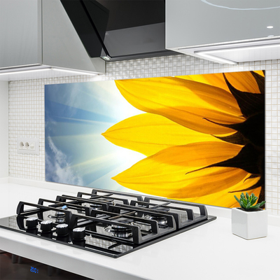 Kitchen Splashback Petals floral blue yellow