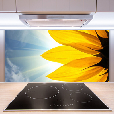 Kitchen Splashback Petals floral blue yellow