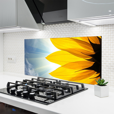 Kitchen Splashback Petals floral blue yellow