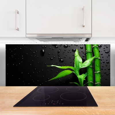 Kitchen Splashback Bamboo leaves floral green black