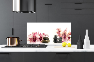 Kitchen Splashback Flower stones art brown black white