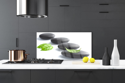 Kitchen Splashback Stones art black green white