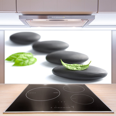 Kitchen Splashback Stones art black green white