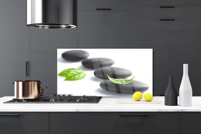 Kitchen Splashback Stones art black green white