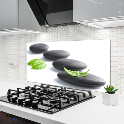 Kitchen Splashback Stones art black green white