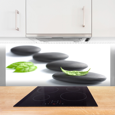 Kitchen Splashback Stones art black green white