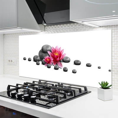 Kitchen Splashback Flower stones art red grey white