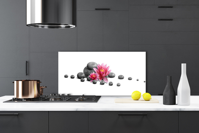 Kitchen Splashback Flower stones art red grey white