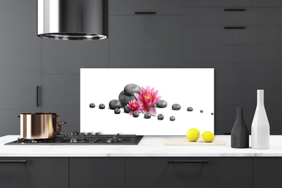 Kitchen Splashback Flower stones art red grey white