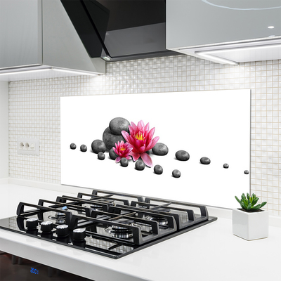 Kitchen Splashback Flower stones art red grey white