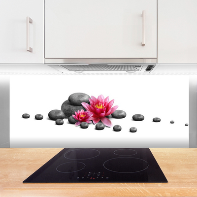 Kitchen Splashback Flower stones art red grey white