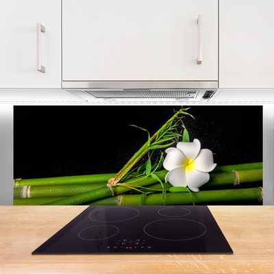 Kitchen Splashback Bamboo flower floral white green