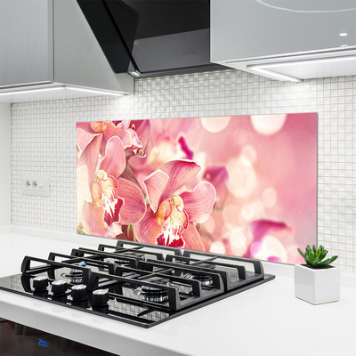 Kitchen Splashback Flowers floral beige brown