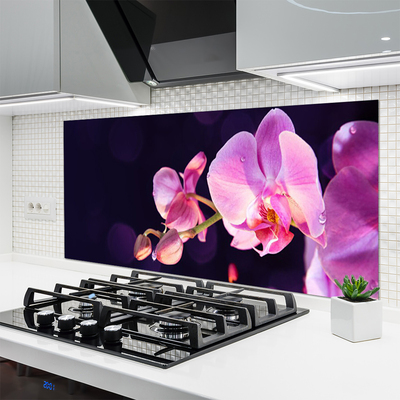 Kitchen Splashback Flowers floral pink purple