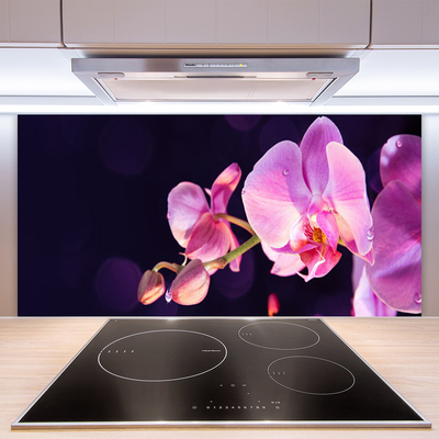 Kitchen Splashback Flowers floral pink purple