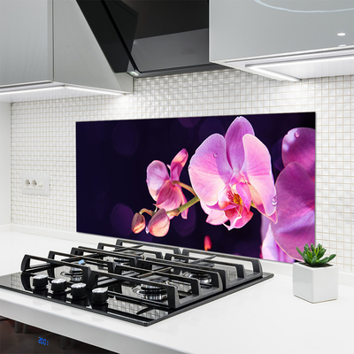 Kitchen Splashback Flowers floral pink purple