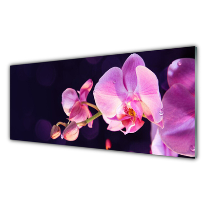 Kitchen Splashback Flowers floral pink purple