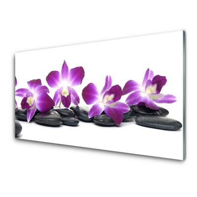 Kitchen Splashback Flower stones art pink white grey