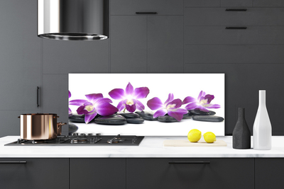 Kitchen Splashback Flower stones art pink white grey