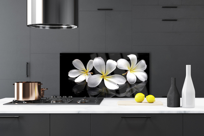 Kitchen Splashback Flowers floral white black