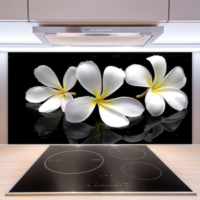 Kitchen Splashback Flowers floral white black