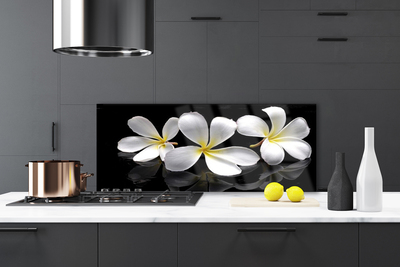 Kitchen Splashback Flowers floral white black