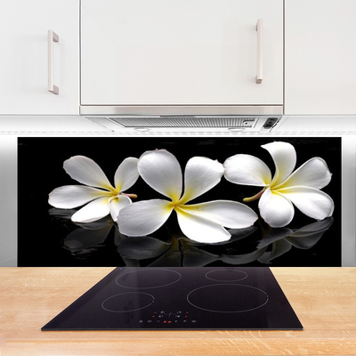 Kitchen Splashback Flowers floral white black