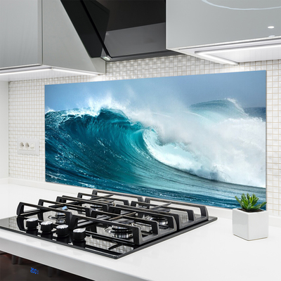 Kitchen Splashback Wave landscape blue white