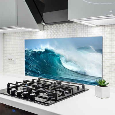 Kitchen Splashback Wave landscape blue white