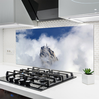 Kitchen Splashback Mountain clouds landscape white grey blue