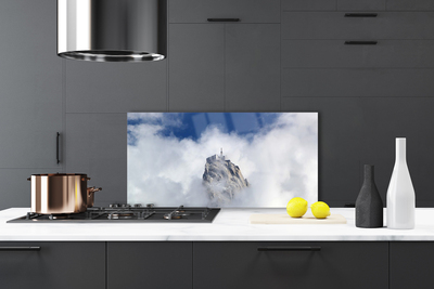 Kitchen Splashback Mountain clouds landscape white grey blue