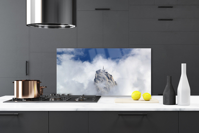 Kitchen Splashback Mountain clouds landscape white grey blue