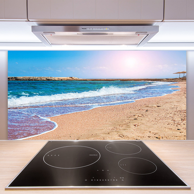 Kitchen Splashback Ocean beach landscape blue brown