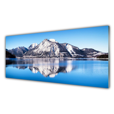 Kitchen Splashback Lake mountains landscape blue grey white
