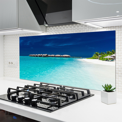 Kitchen Splashback Sea beach landscape blue white