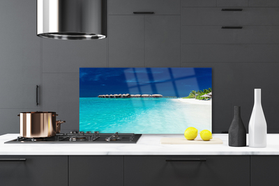 Kitchen Splashback Sea beach landscape blue white