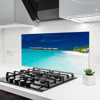 Kitchen Splashback Sea beach landscape blue white