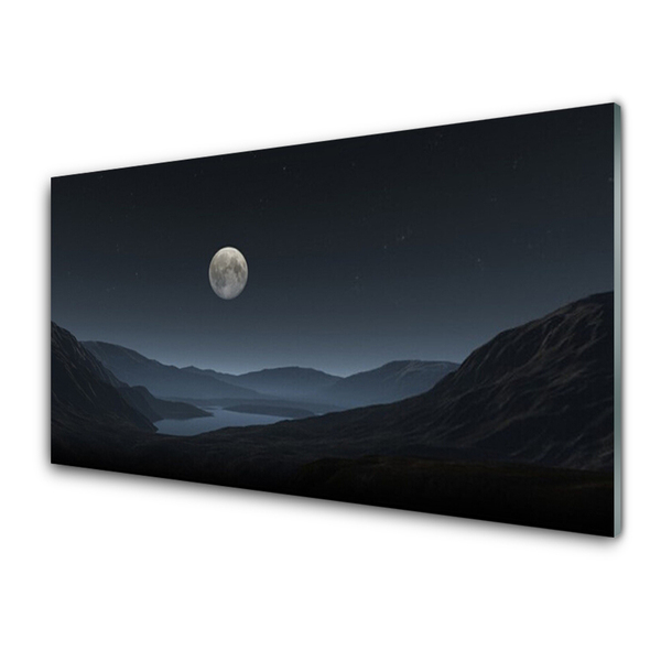 Kitchen Splashback Night moon landscape grey black